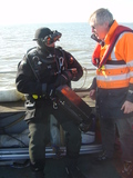 Andy Rose prepares to deploy DIDSON