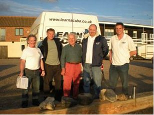 L - R: Divers, George Spence, Duncan Coles, Stuart Bacon, Andy Spence and Andy Rose.